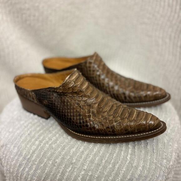 Vintage Italian Handmade Snakeskin Western Ankle Boots Python Leather 40 / 9